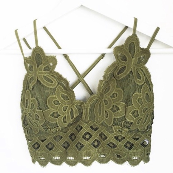 Other - SOLD OUT Green Olive Lace Crochet Scalloped Bralette